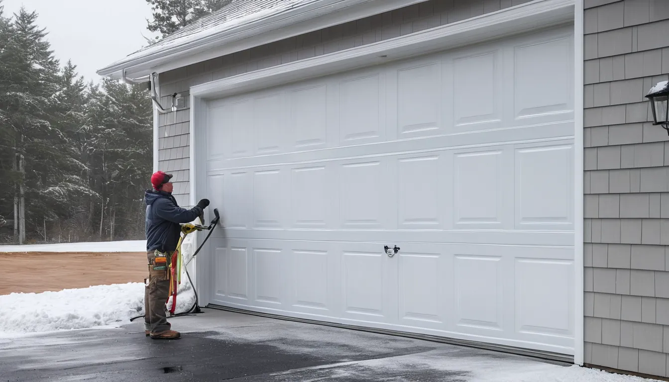 Provider installing a new insulated garage door on a home in Bristol